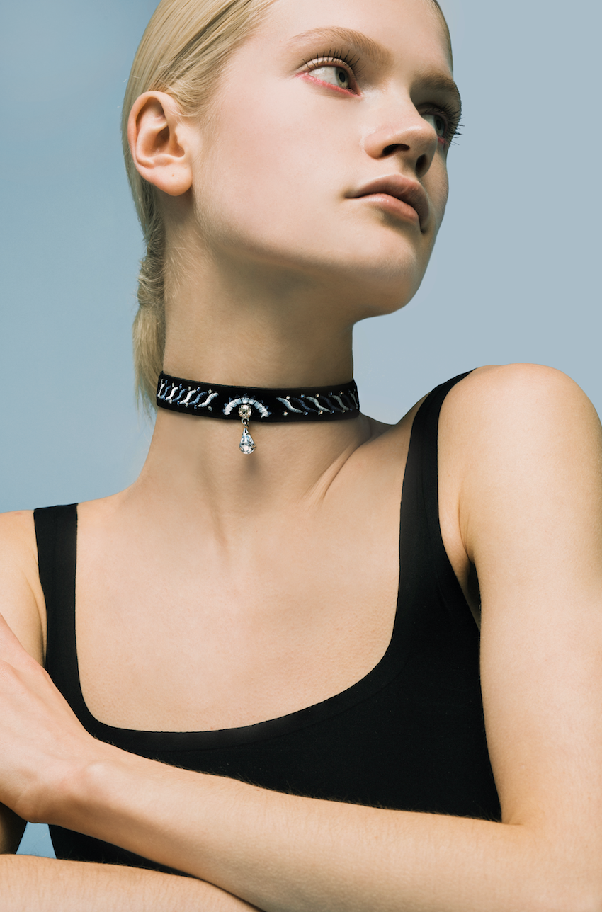 BETTY Velvet Choker with Embroidery