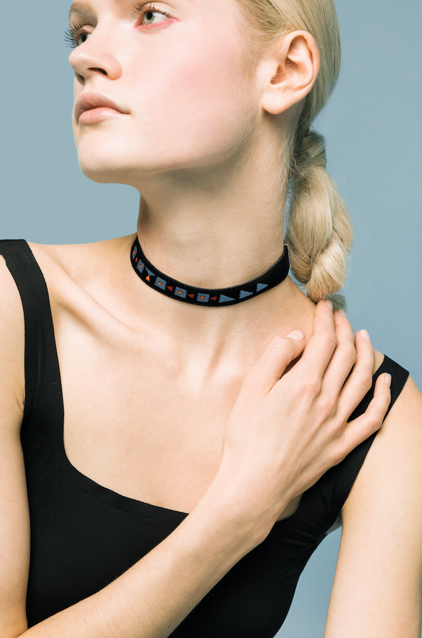 MICHELLE Velvet Choker with Embroidery